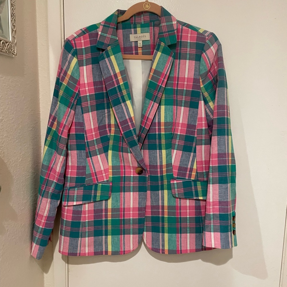 Talbots Madras plaid blazer